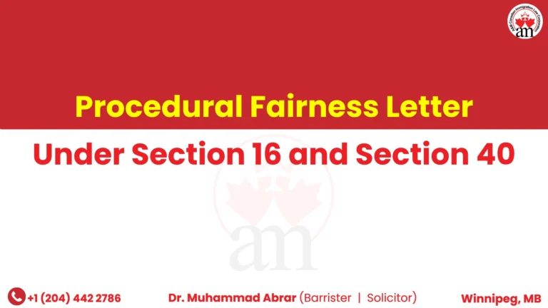 Procedural Fairness Letter Under Section 16 and Section 40
