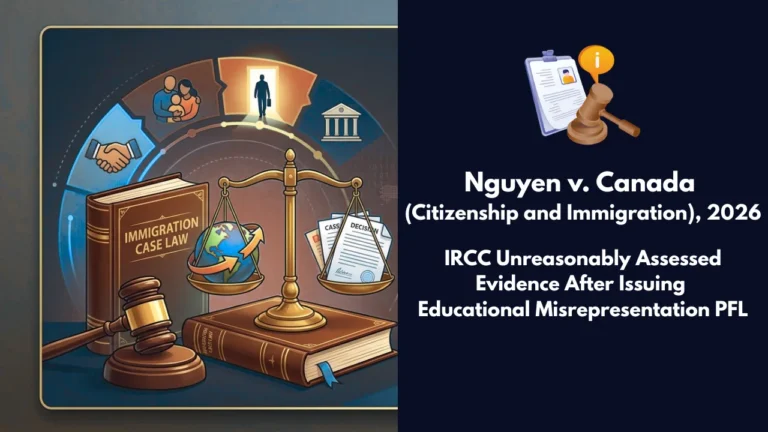 Case: Nguyen v. Canada (Citizenship and Immigration), 2026 IRCC Unreasonably Assessed Evidence After Issuing Educational Misrepresentation PFL